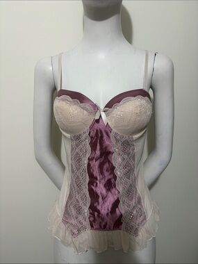 Exposed Y2K Plum and Cream Lace Satin Camisole